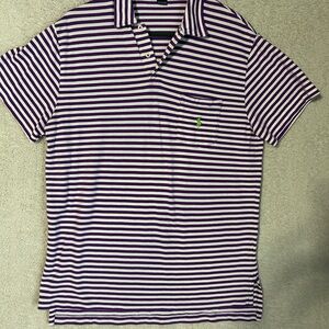 VTG  Polo Ralph Lauren Shirt Men's Large White Purple Stripe Short Sleeve 90s